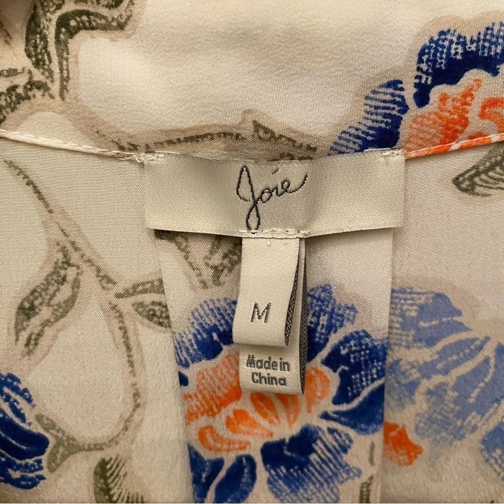 SOLD!! JOIE Desmonda Floral 100% Silk 3/4 Sleeve Pajama Style Button Top-Medium - Picture 7 of 9